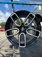 Two tone black and white powder coated wheel